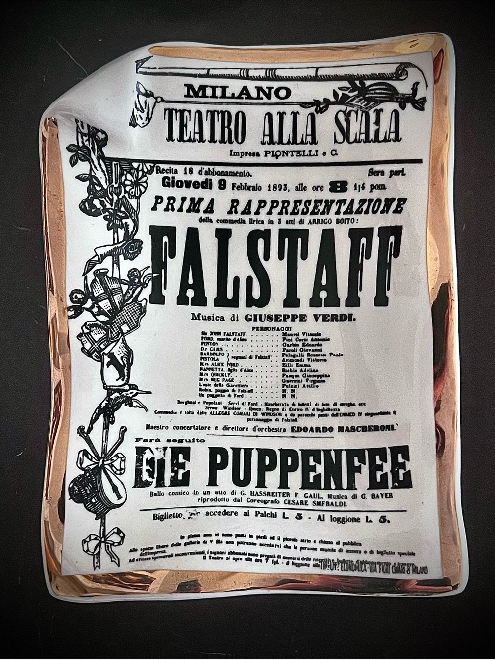 Vintage Fornasetti Milano Teatro alla Scala "Falstaff" Porcelain Tray